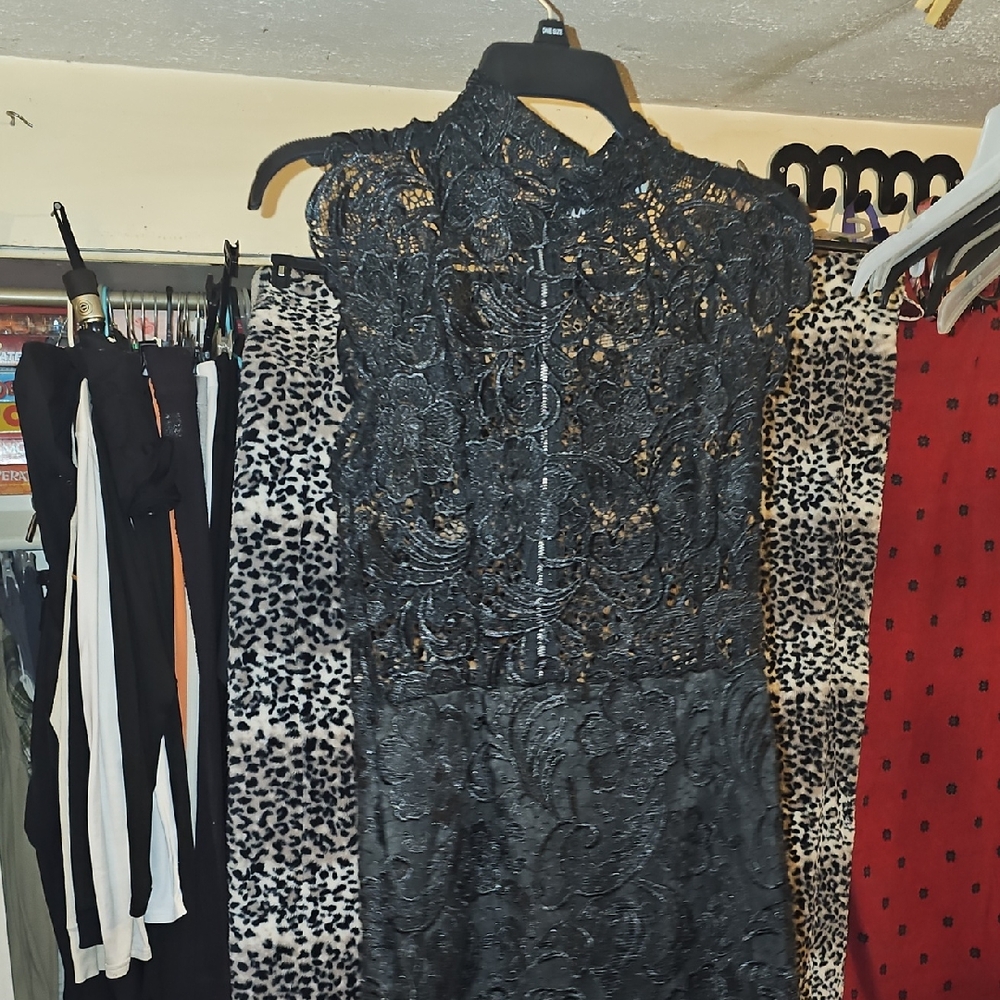 Xenia Boutique Black Lace Long Sleeve Dress